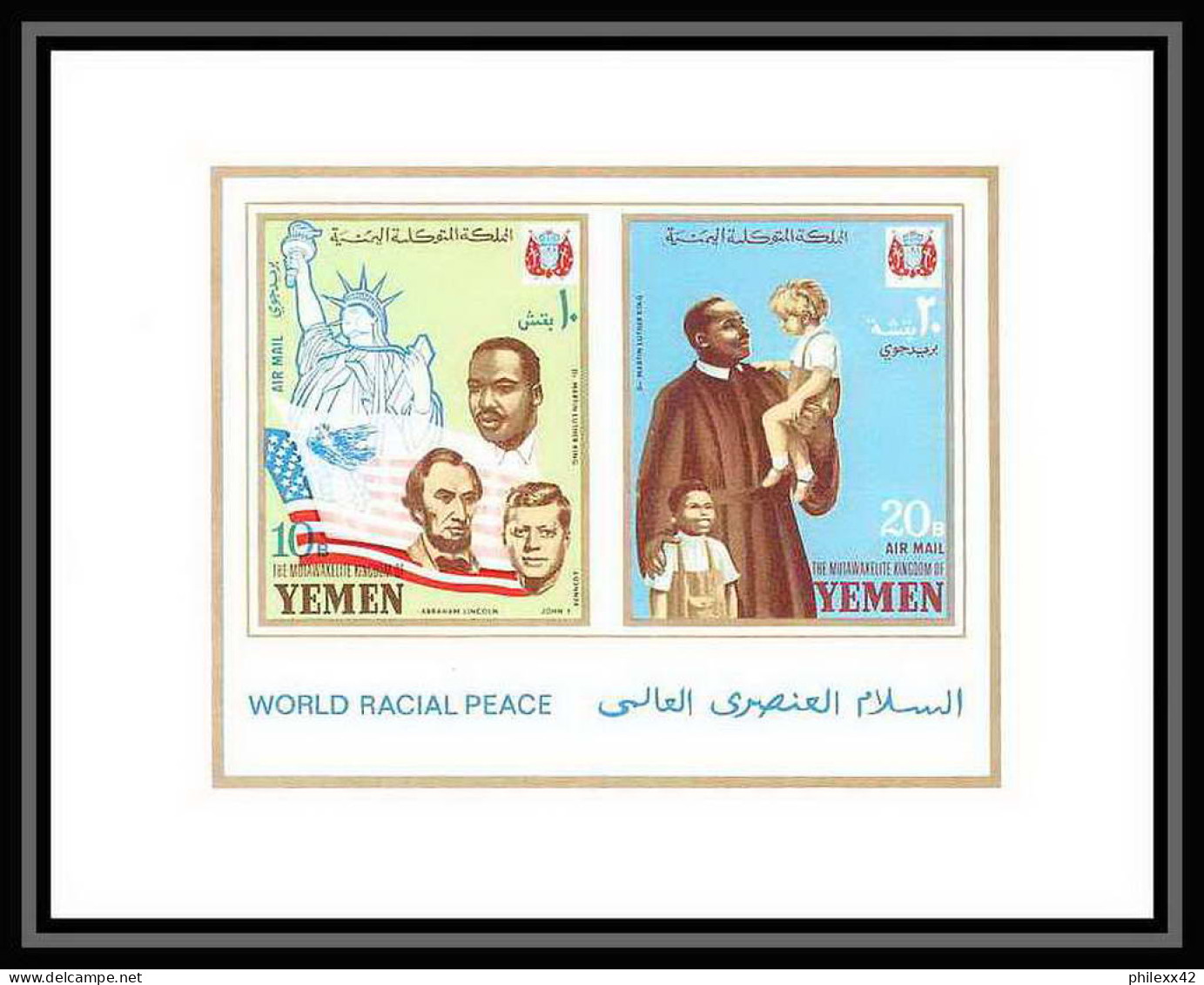 371j - Yemen Kingdom MNH ** Mi N° 585 / 589 A + Bloc N° 130 /132 Kennedy Luther King Lincol Liberty Statue  - Martin Luther King