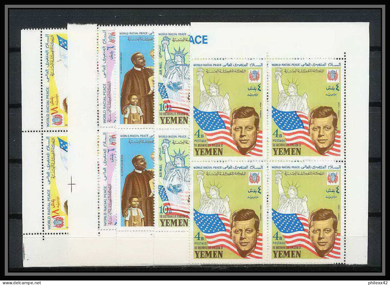 371i - Yemen Kingdom MNH ** Mi N° 585 /589 A Bloc 4 Kennedy Luther King Lincol Liberty Statue  - Kennedy (John F.)