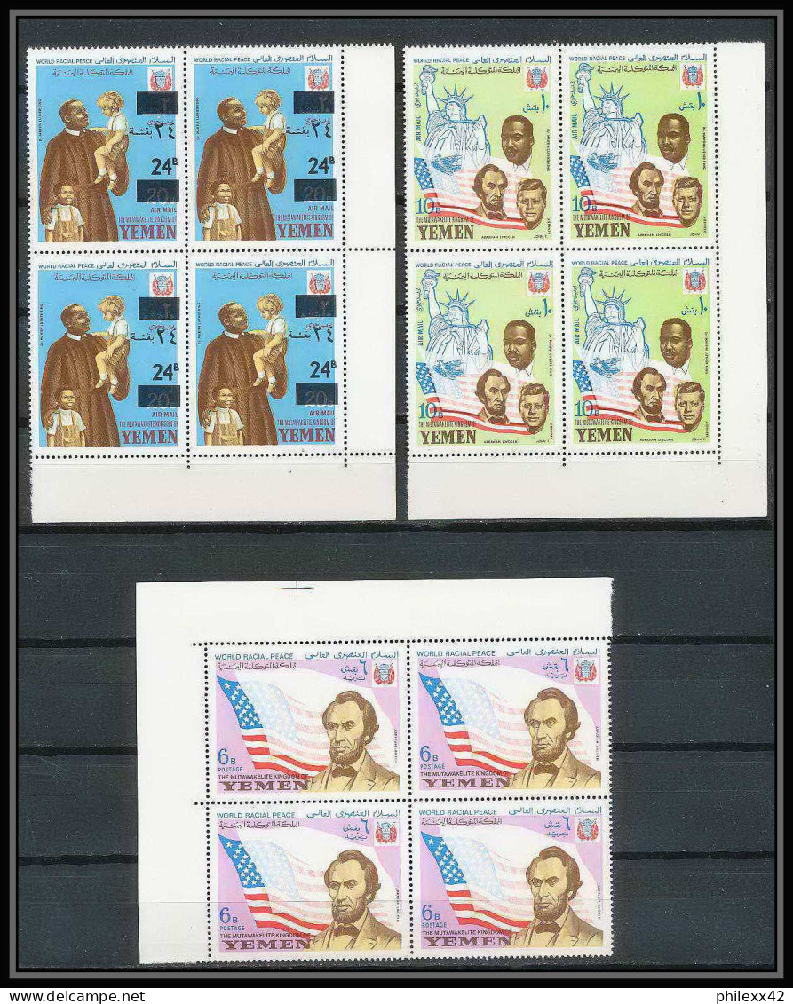 371i - Yemen Kingdom MNH ** Mi N° 585 /589 A Bloc 4 Kennedy Luther King Lincol Liberty Statue  - Kennedy (John F.)