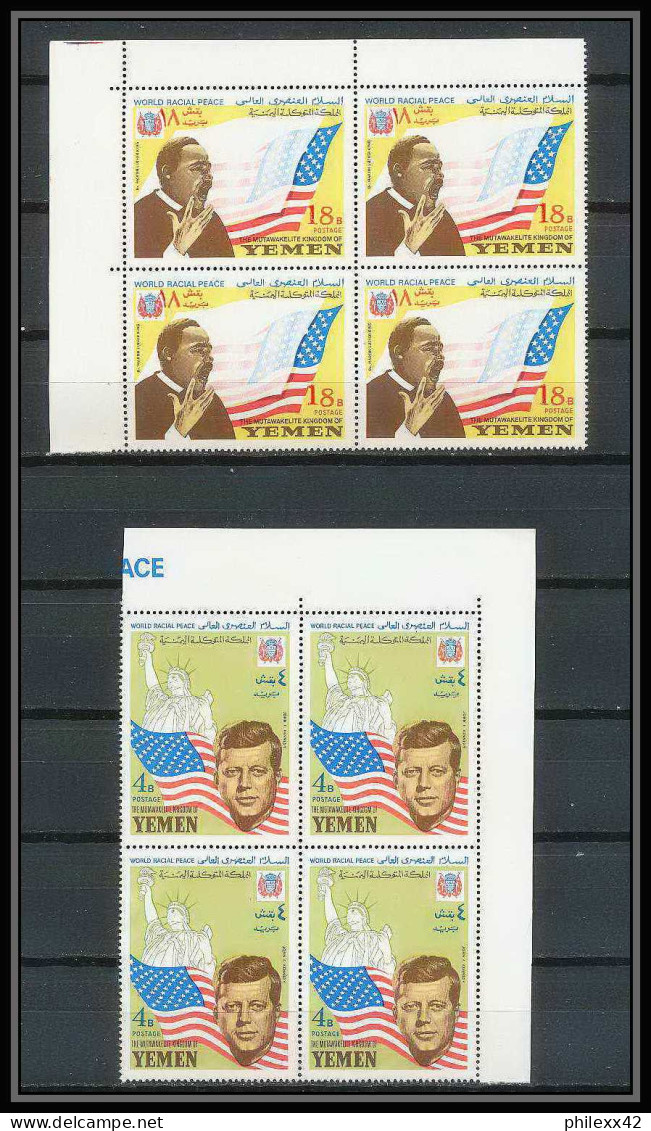 371i - Yemen Kingdom MNH ** Mi N° 585 /589 A Bloc 4 Kennedy Luther King Lincol Liberty Statue  - Kennedy (John F.)