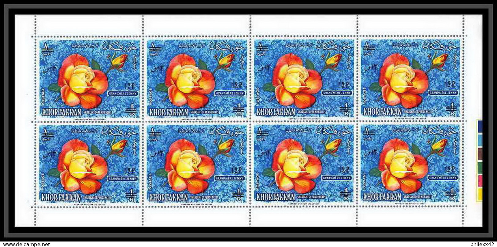 384 - Sharjah khor fakkan MNH ** Mi N° 91 / 96 A overprint fleurs (fleur flower flowers) roses rosen feuilles (sheets)