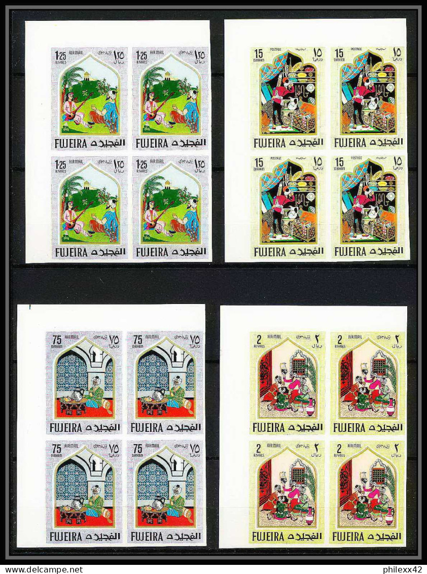 417c - Fujeira MNH ** Mi N° 186 /197 B Oriental Fairy Tales The Arabian Nights Non Dentelé (Imperf) Bloc 4 Cote 52  - Islam