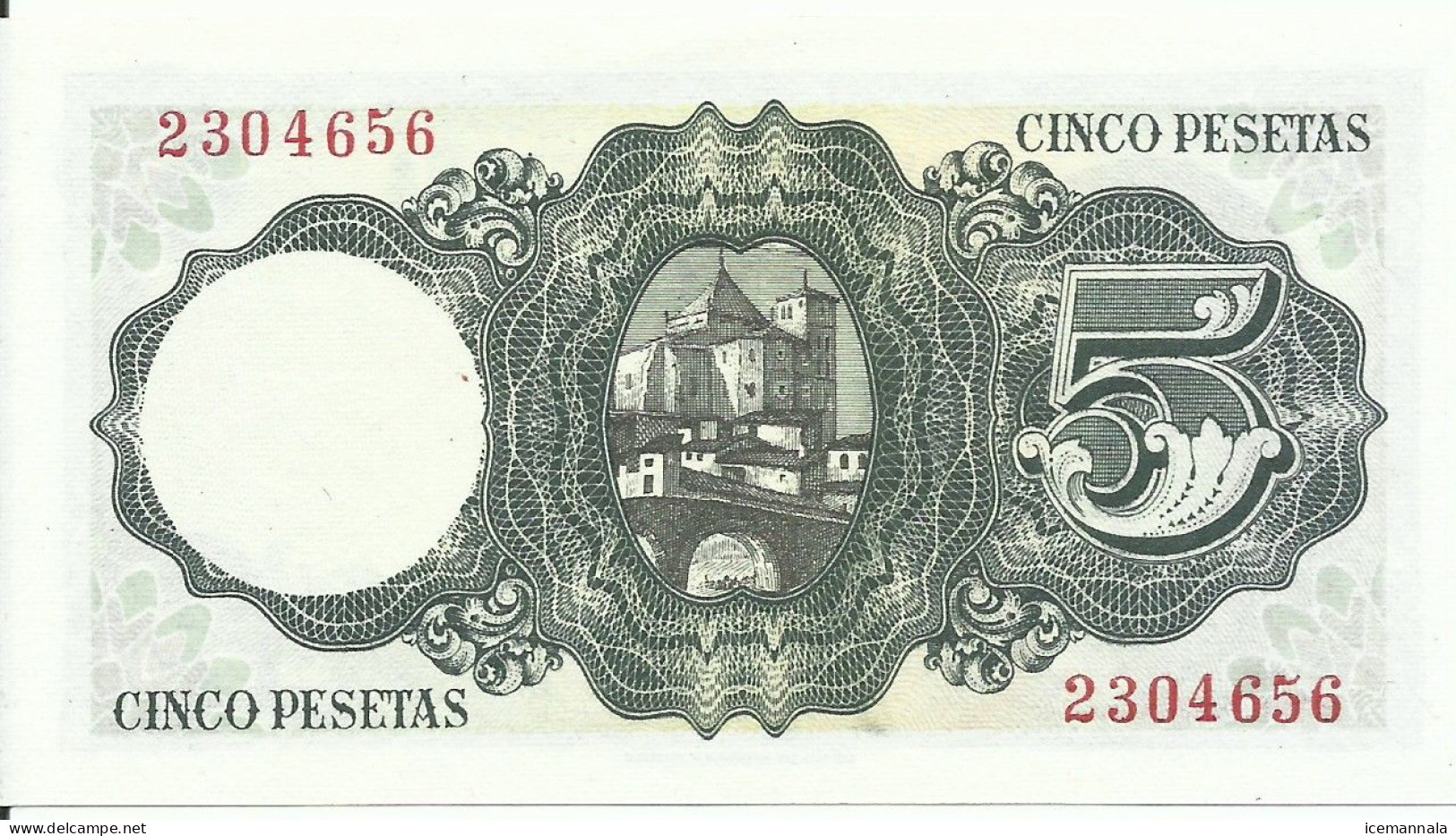 ESPAÑA, BILLETE  DE  5  PESETAS, AÑO  1951   SC - 5 Peseten