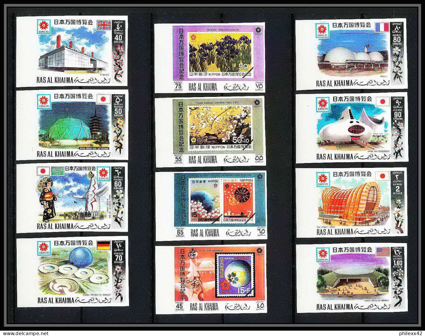 434a Ras Al Khaima MNH ** Mi N° 410 / 425 B Bloc A 94 B B 94 B Osaka Expo 70 Exposition Universelle Non Dentelé Imperf - 1970 – Osaka (Japon)