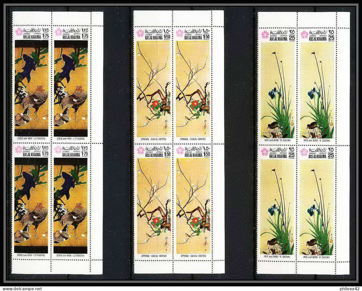 441c Ras Al Khaima MNH ** Mi N° 426 / 433 A Osaka Expo 70 Exposition Universelle Tableaux Japanese Paintings Bloc 4 - 1970 – Osaka (Japon)