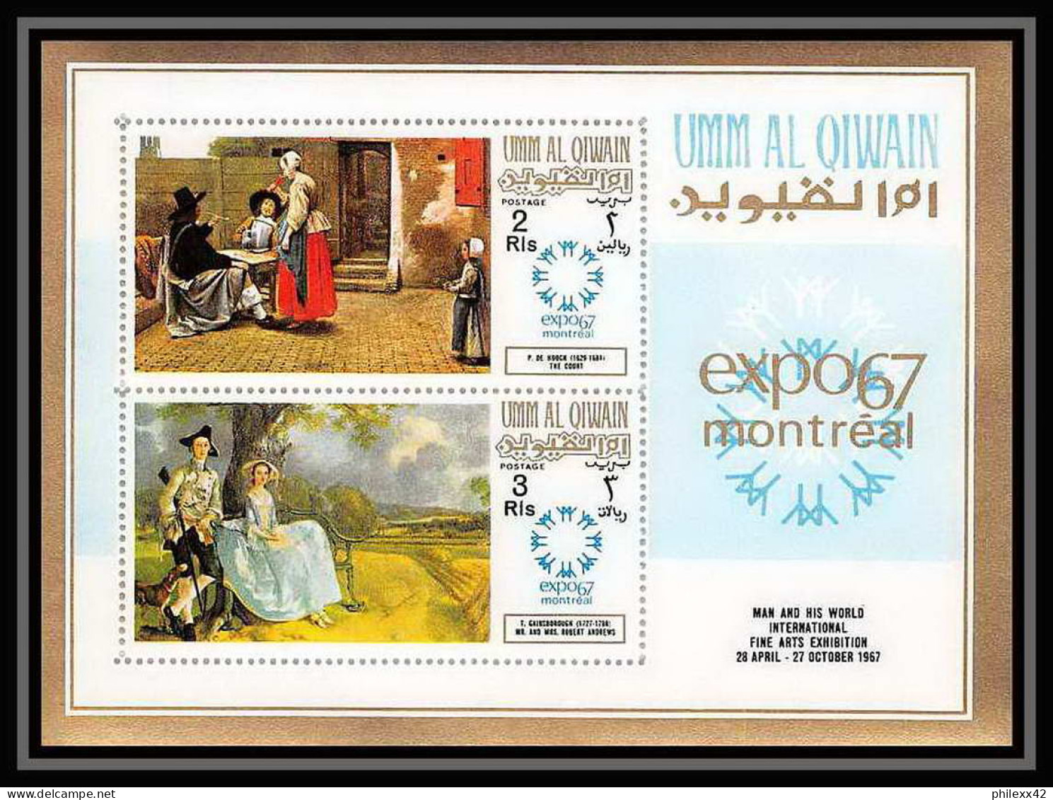 454i Umm Al Qiwain MNH ** Mi N° 218 / 224 A Bloc N° 11 Expo 67 Tableau (tableaux Painting) Exposition Universelle 67 CAN - 1967 – Montreal (Kanada)