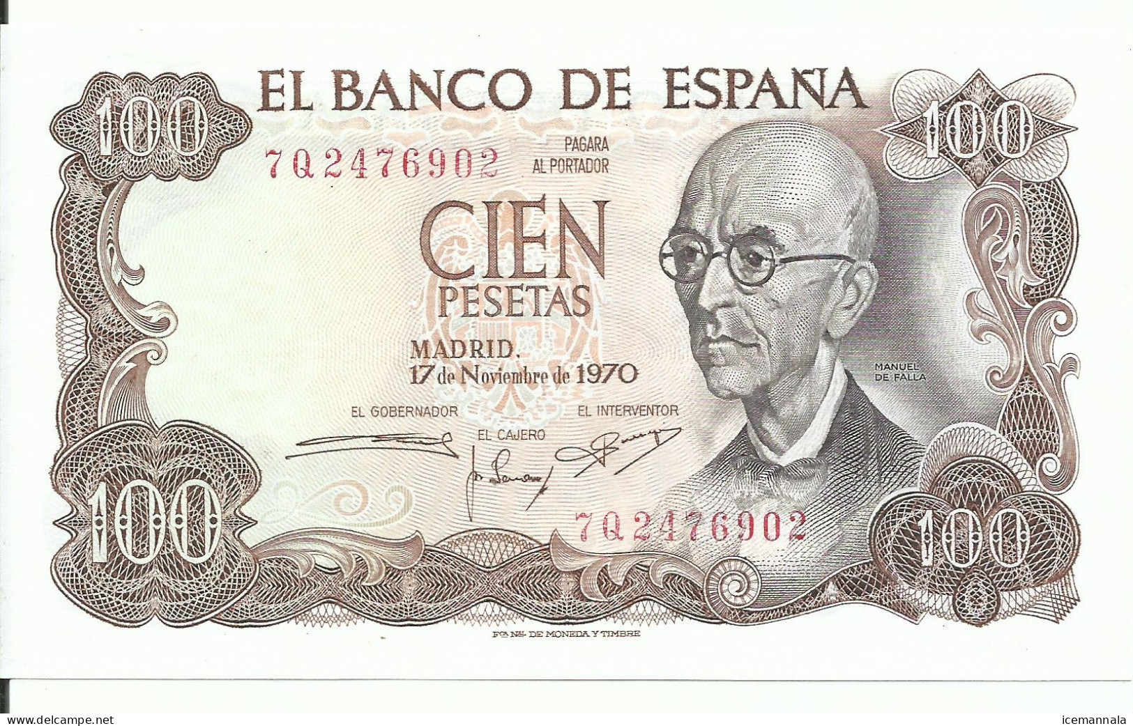 ESPAÑA, BILLETE  DE  100 PESETAS, AÑO 1970   SC - 100 Pesetas