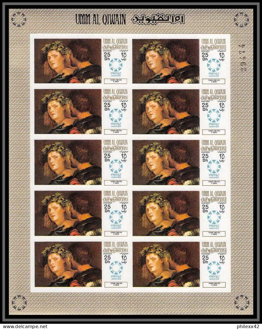 455a Umm al Qiwain MNH ** Mi N° 218 / 224 A expo 67 (tableaux paintings) non dentelé (Imperf) feuilles (sheets) 