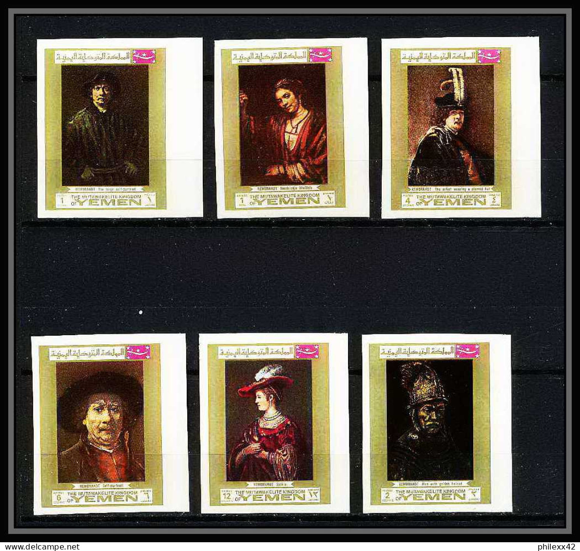 461b Yemen Kingdom MNH ** N° 710 / 715 B Tableau (tableaux Painting) Rembrandt (Nederland) Non Dentelé (Imperf) - Rembrandt