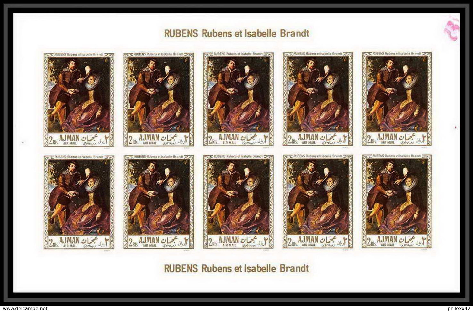 466f Ajman MNH ** N° 231 B Tableau (tableaux Painting) Rubens Belgique Feuilles (sheets) Non Dentelé (Imperf) - Rubens