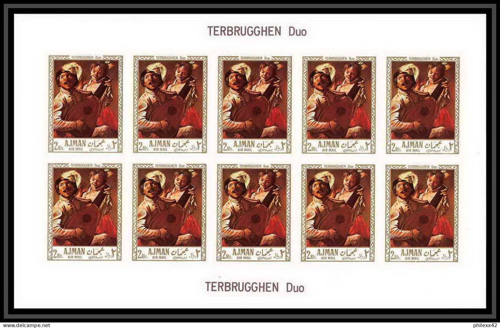 475 Ajman MNH ** N° 209 / 214 B Tableau (tableaux Painting) Terbrugghen Renoir Feuilles Sheets Non Dentelé Imperf - Impressionisme