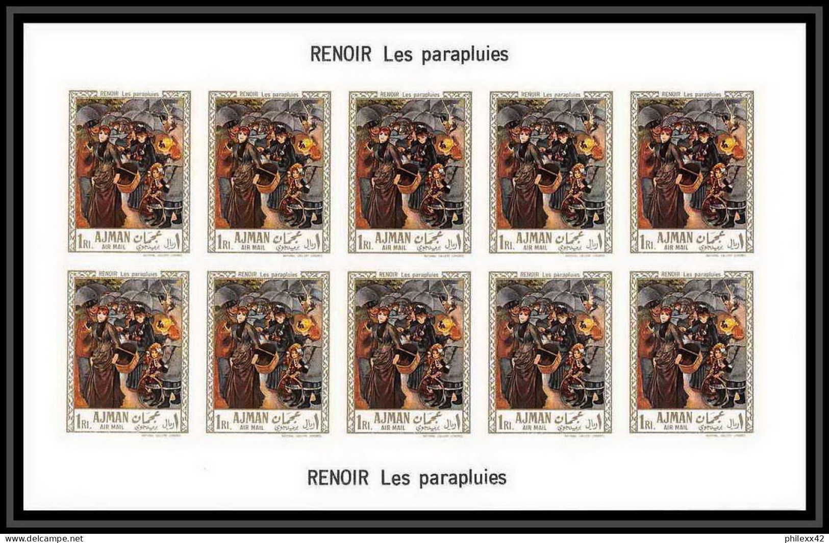 475 Ajman MNH ** N° 209 / 214 B Tableau (tableaux Painting) Terbrugghen Renoir Feuilles Sheets Non Dentelé Imperf - Impressionisme