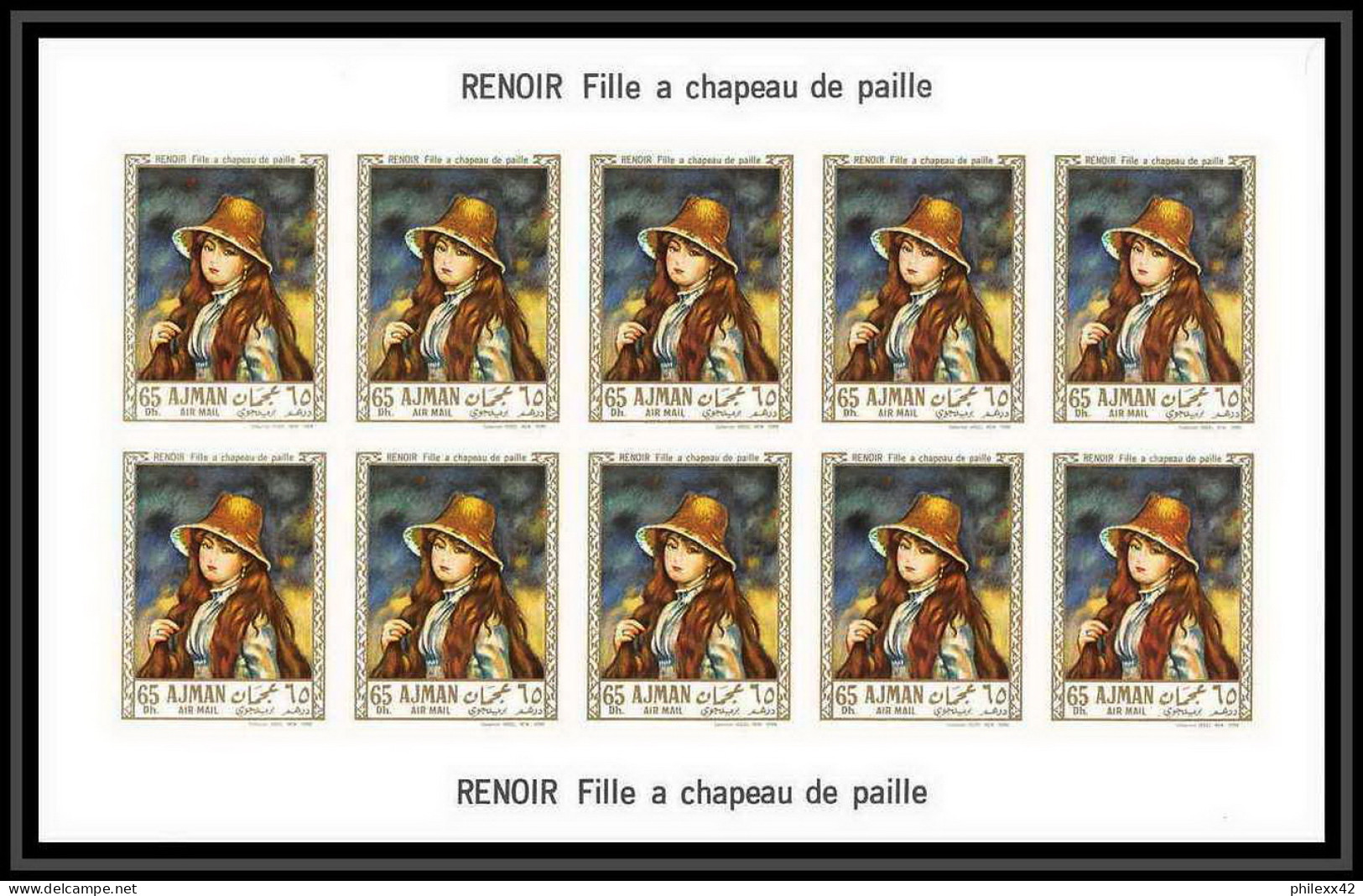 475 Ajman MNH ** N° 209 / 214 B Tableau (tableaux painting) Terbrugghen Renoir feuilles sheets Non dentelé imperf