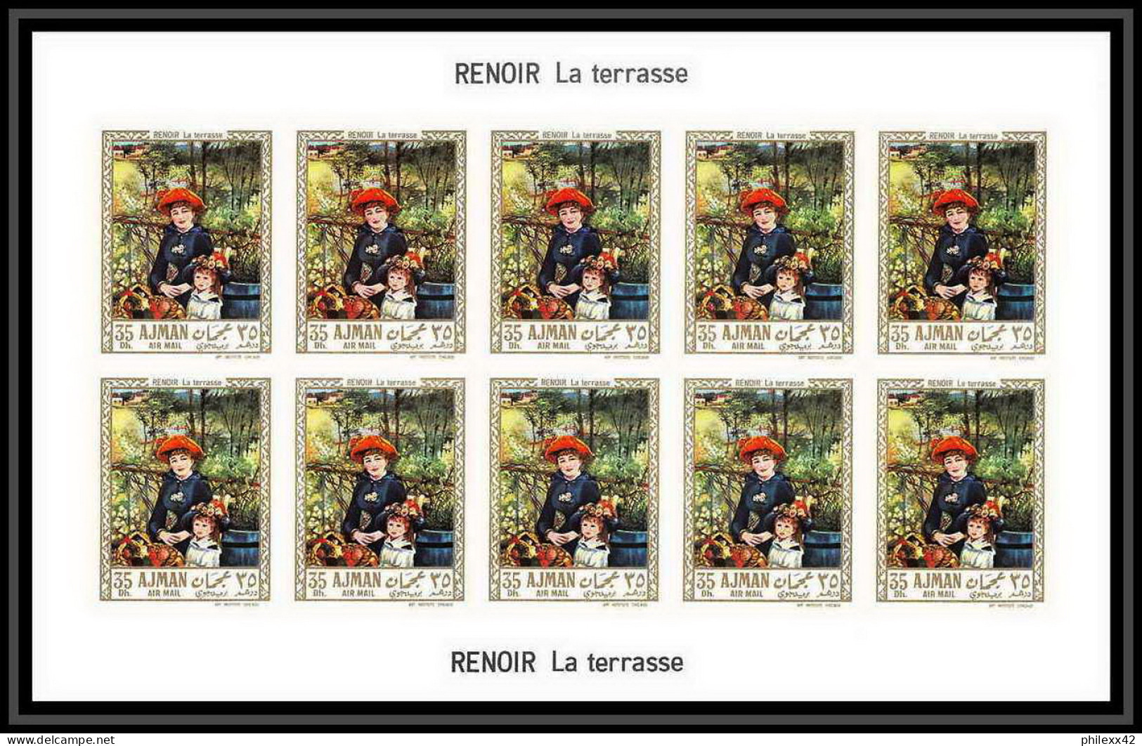 475 Ajman MNH ** N° 209 / 214 B Tableau (tableaux painting) Terbrugghen Renoir feuilles sheets Non dentelé imperf