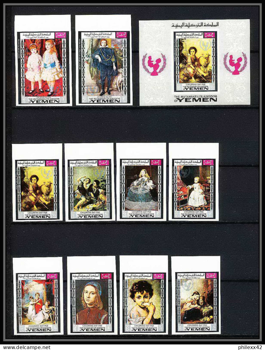 479e Yemen Kingdom MNH ** N° 594 / 603 B Bloc 134 Day Of Child Tableau Tableaux Painting Non Dentelé Imperf Renoir - UNICEF