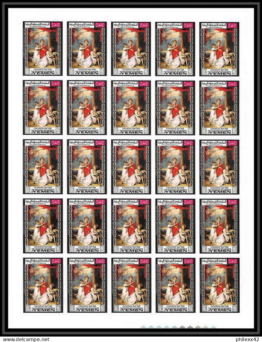 479 Yemen Kingdom MNH ** N° 594 / 603 B Day Of Child Tableau (tableaux Painting) Non Dentelé (imperf) Feuilles Sheets - UNICEF