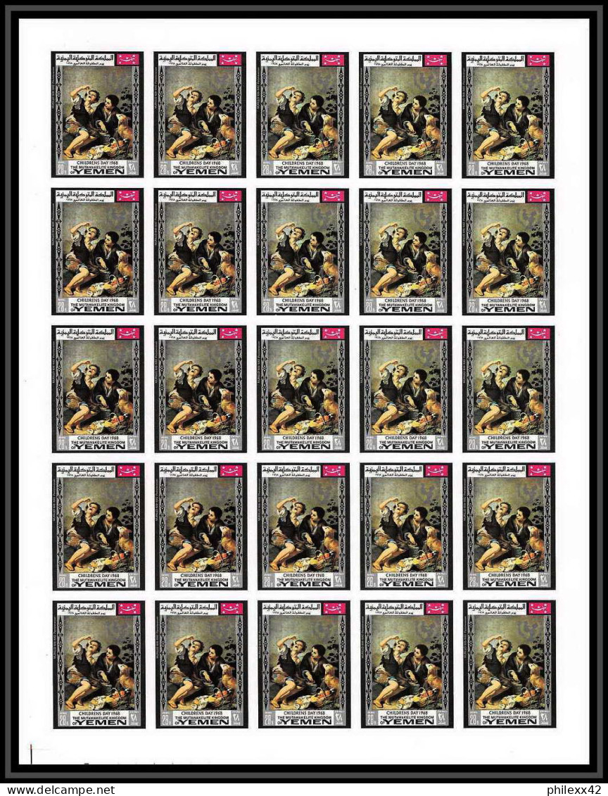 479 Yemen kingdom MNH ** N° 594 / 603 B day of child Tableau (tableaux painting) non dentelé (imperf) feuilles sheets