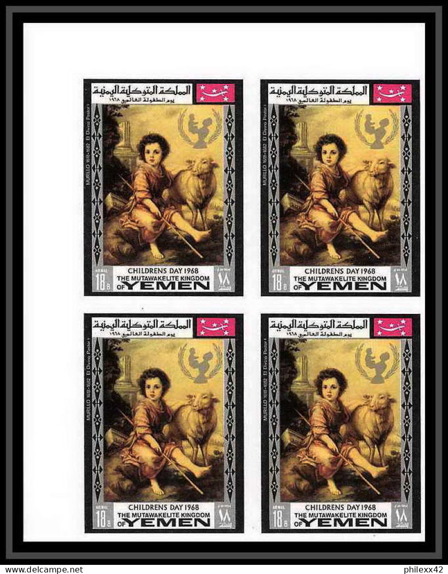 479c - Yemen kingdom MNH ** N° 594 / 603 B day of child Tableau (tableaux painting Non dentelé imperf Renoir bloc 4