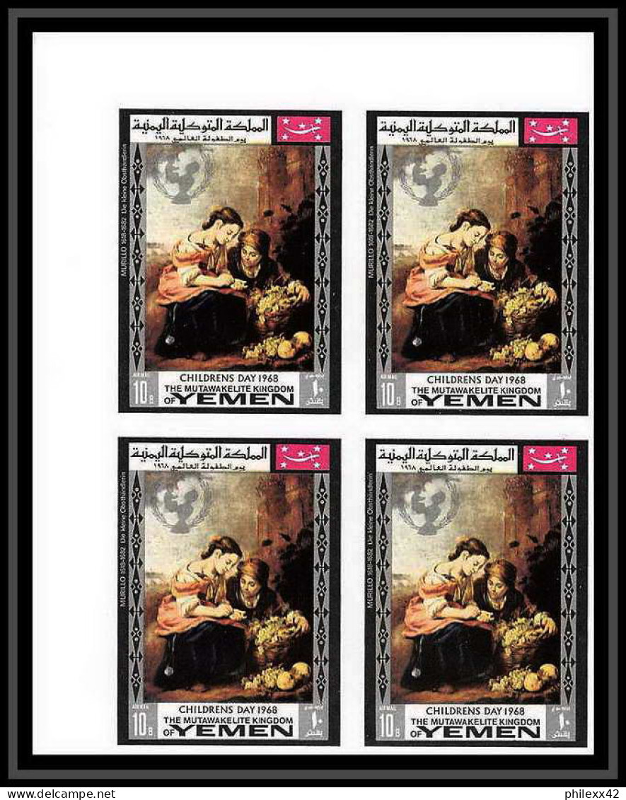 479c - Yemen kingdom MNH ** N° 594 / 603 B day of child Tableau (tableaux painting Non dentelé imperf Renoir bloc 4