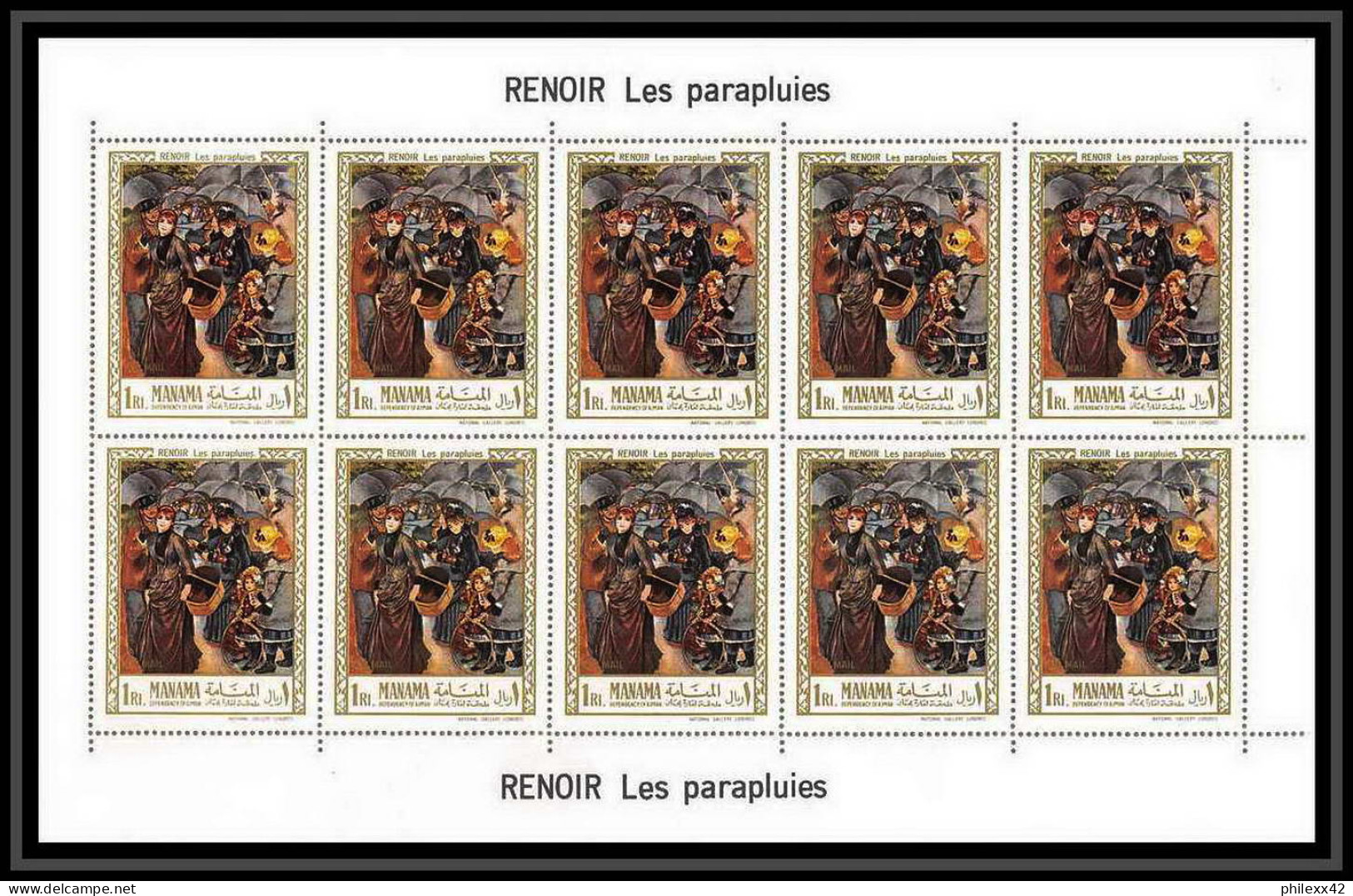 482 - Manama MNH ** N° 56 / 61 A Tableau (tableaux Painting) Terbrugghen Renoir Feuilles (sheets) - Impressionisme