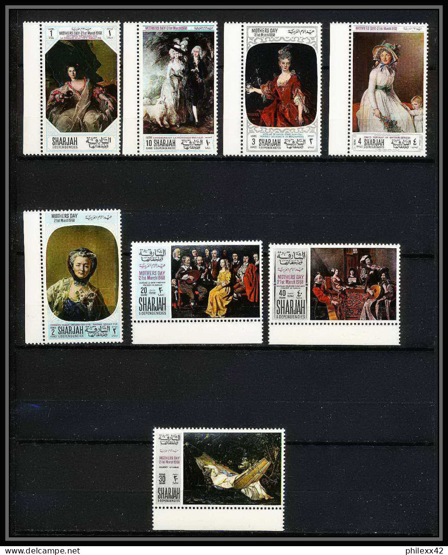 483a - Sharjah MNH ** N° 426 / 433 A Tableau (tableaux Painting) Mother's Day Gainsborough - Courbet - Le Nain - David  - Muttertag