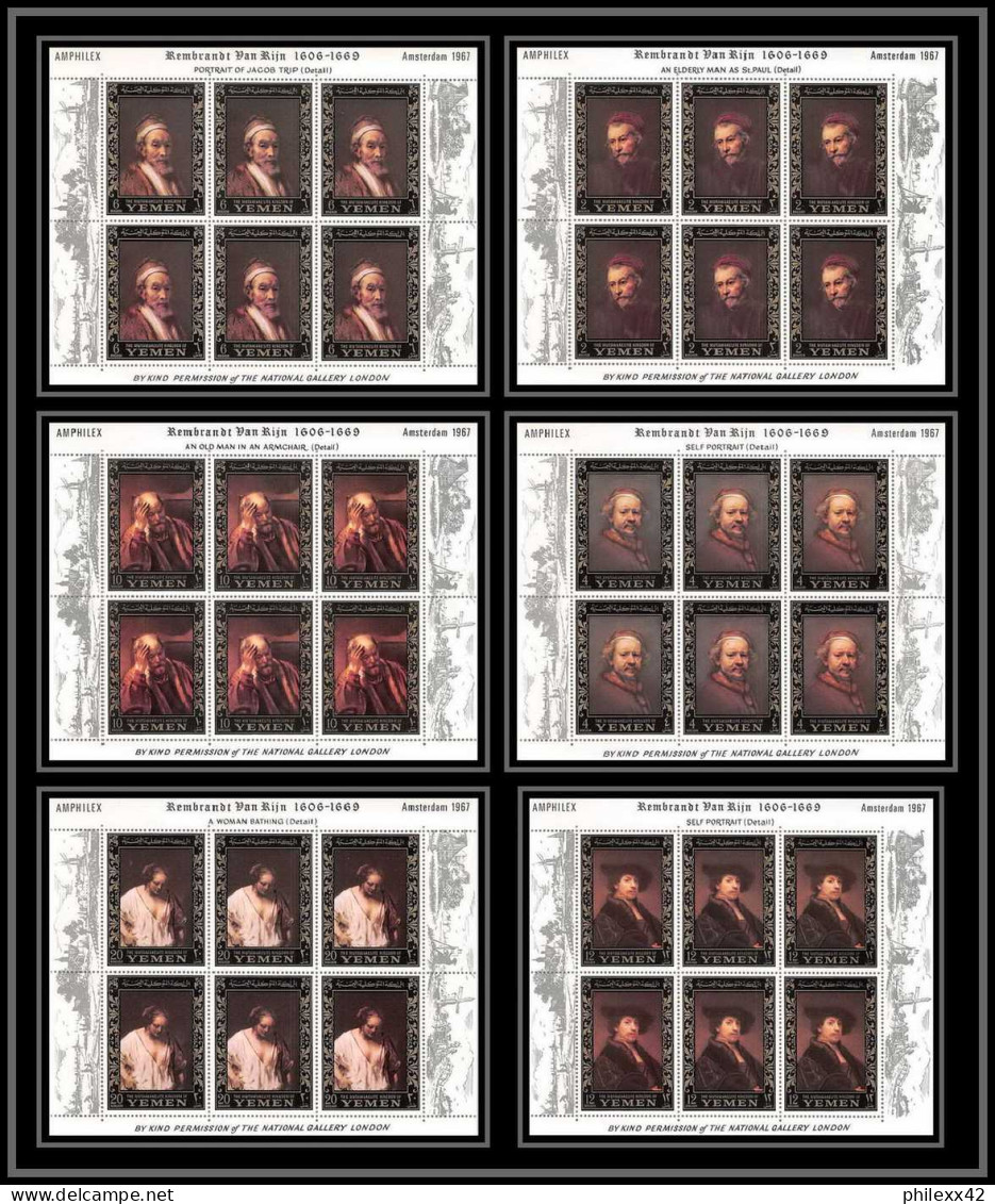 484 - Yemen Kingdom MNH ** N° 278 / 283 A OR (gold) Rembrandt (Nederland) Feuilles (sheets (tableaux Painting) Amphilex  - Rembrandt