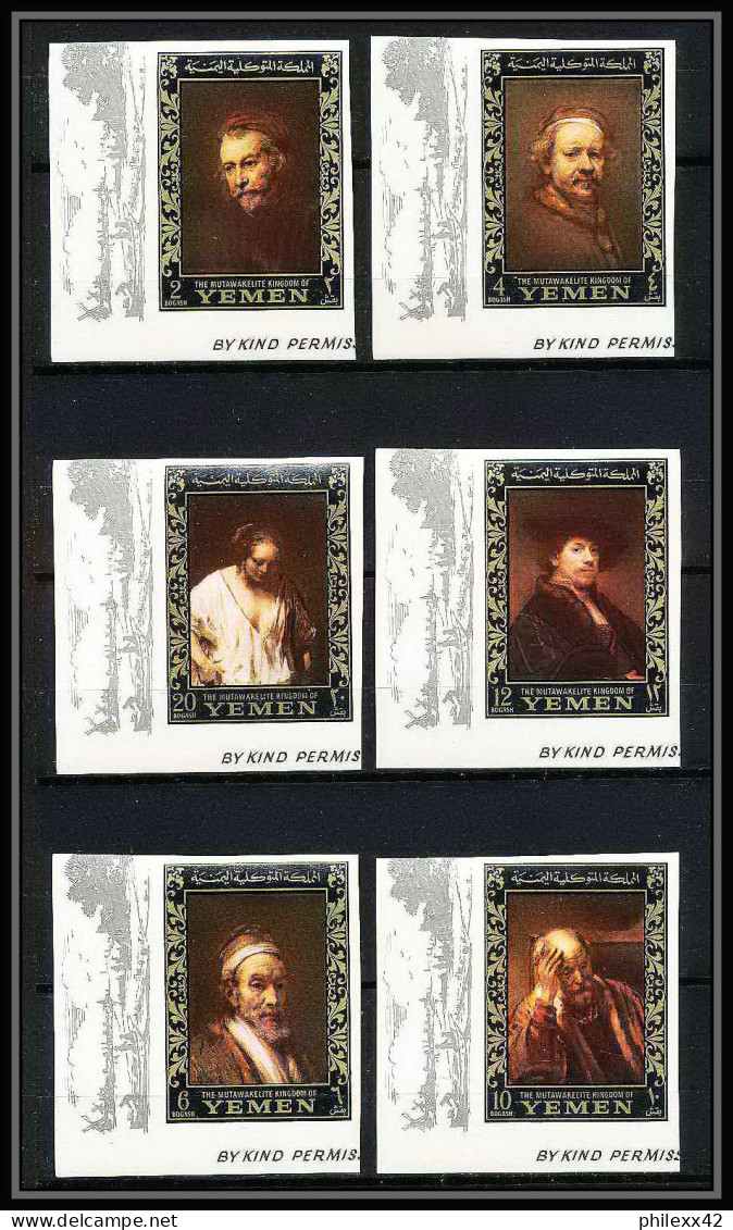 485a - Yemen Kingdom MNH ** N° 278 / 283 B OR (gold) Rembrandt Tableaux Paintings Non Dentelé (Imperf) Amphilex - Rembrandt