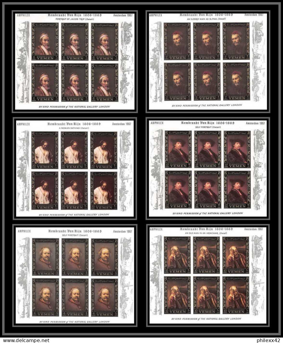 485 - Yemen Kingdom MNH ** N° 278 / 283 B OR (gold) Rembrandt Feuilles Sheets Tableaux Paintings Non Dentelé Imperf - Rembrandt