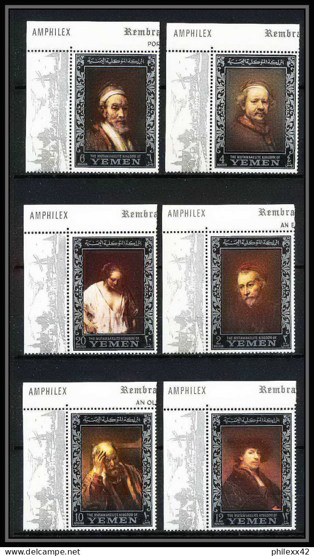 486a - Yemen Kingdom MNH ** N° 284 / 289 A Argent (silver) Rembrandt Amphilex 67 (tableaux Painting) Amphilex  - Rembrandt