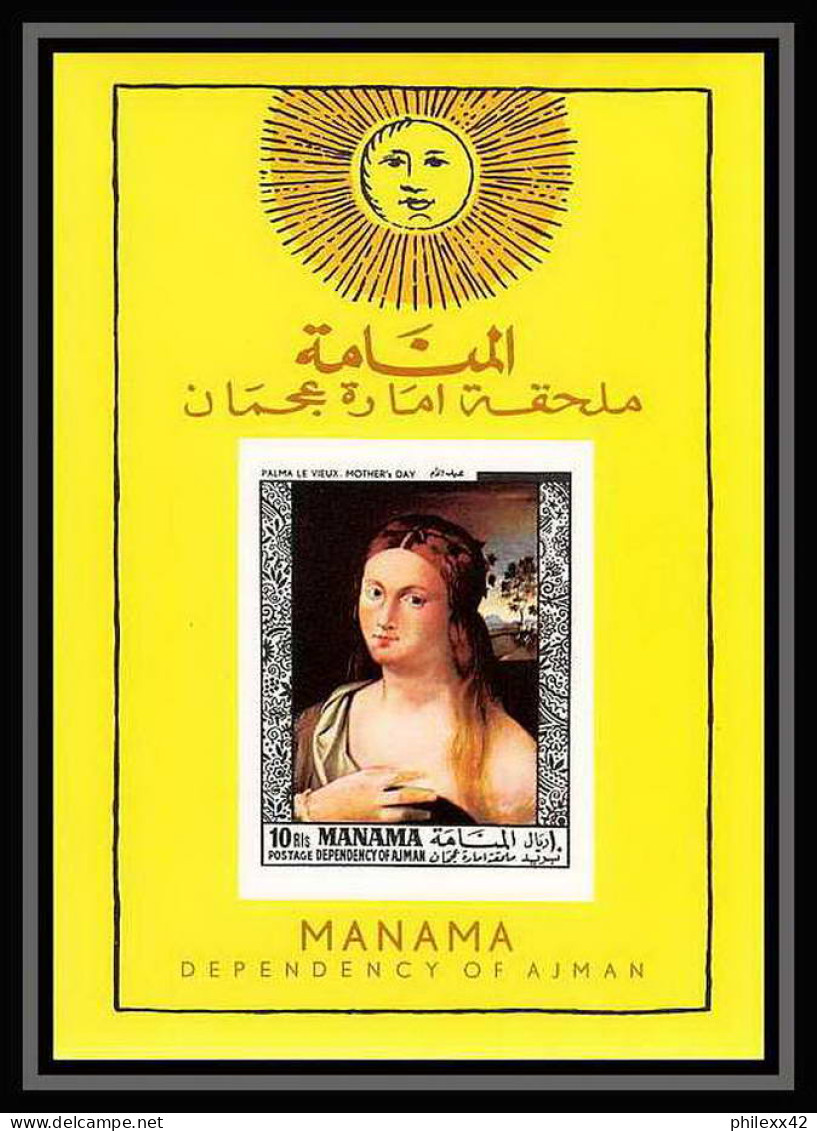 495d Manama MNH ** 3 Blocs Bassa / Devis / Palma Tableau (tableaux Painting) Non Dentelé (Imperf) - Manama