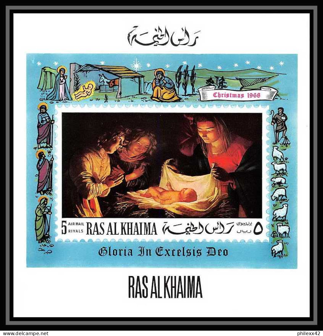 502 Ras Al Khaima MNH ** DELUXE Bloc N° 50 Tableau (tableaux Painting) Christmas (noel) Van Honthorst Cote 50 Euros - Ras Al-Khaima