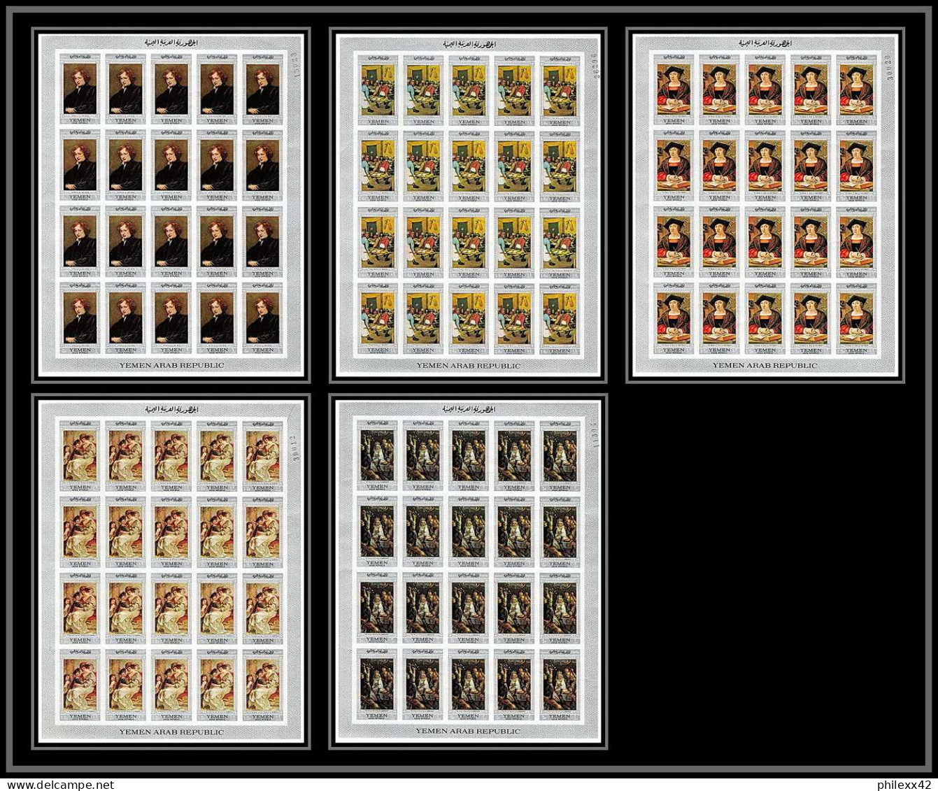 500 YAR (nord Yemen) MNH ** N° 587 / 591 B Tableau Tableaux Painting Flemish Masters Feuilles Sheets Non Dentelé Imperf - Rubens