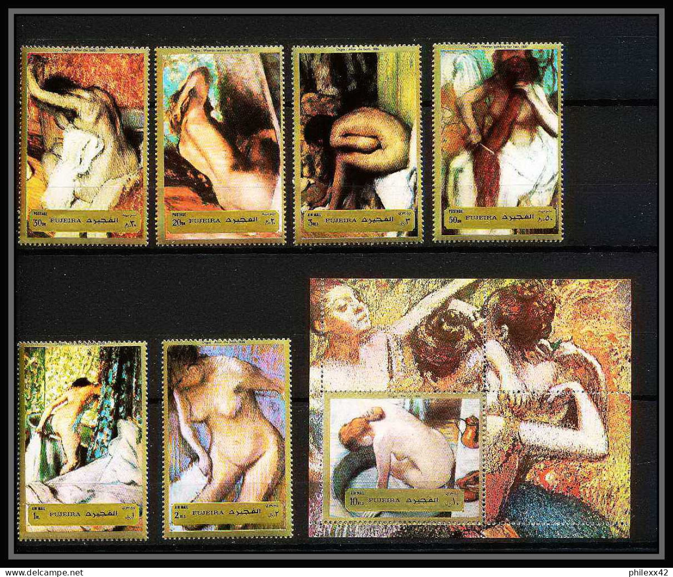 506a Fujeira MNH ** N° 1265 / 1270 A + Bloc 123 A Tableau (tableaux Painting) Nus Nude Edgar Degas France - Impresionismo