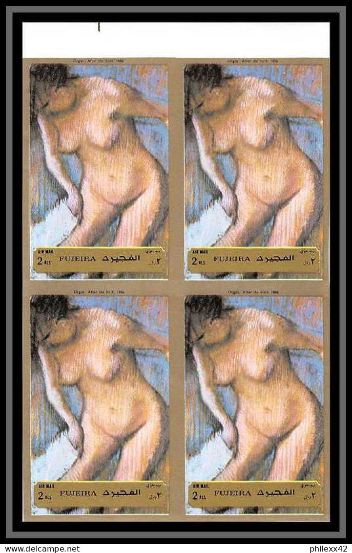 506f Fujeira MNH ** N° 1265 / 1270 B Tableau (tableaux Painting) Nus Nude Degas France Non Dentelé (Imperf) Bloc 4 - Fujeira