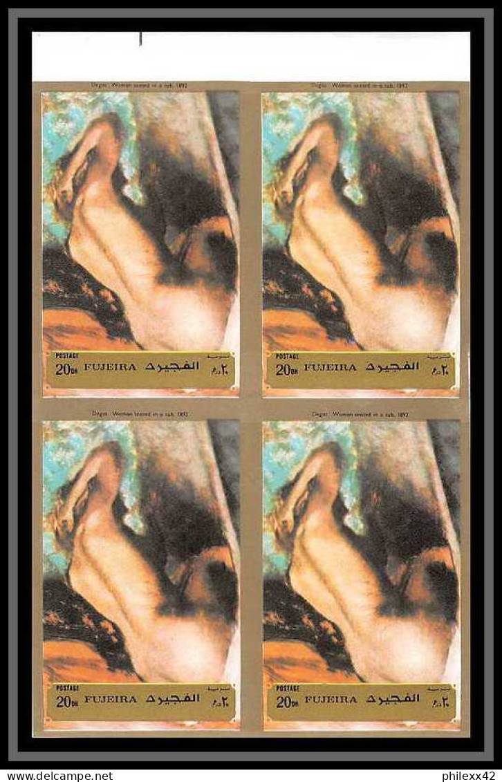 506f Fujeira MNH ** N° 1265 / 1270 B Tableau (tableaux Painting) Nus Nude Degas France Non Dentelé (Imperf) Bloc 4 - Impressionisme