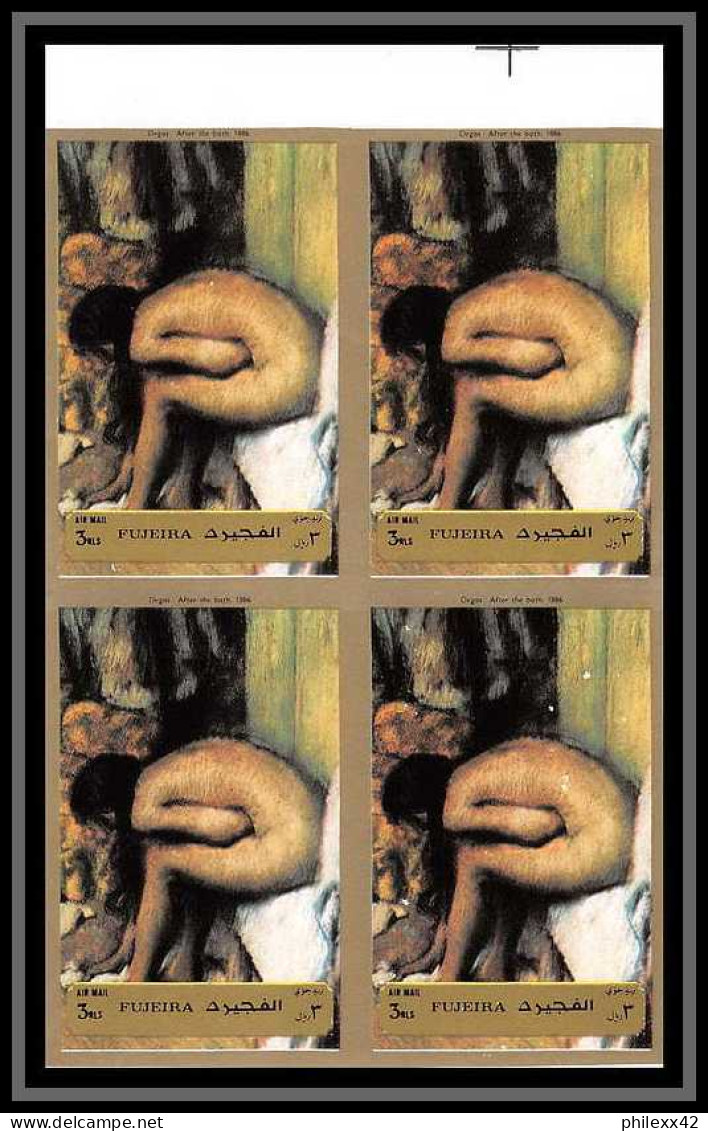 506f Fujeira MNH ** N° 1265 / 1270 B Tableau (tableaux painting) nus nude Degas france non dentelé (Imperf) Bloc 4