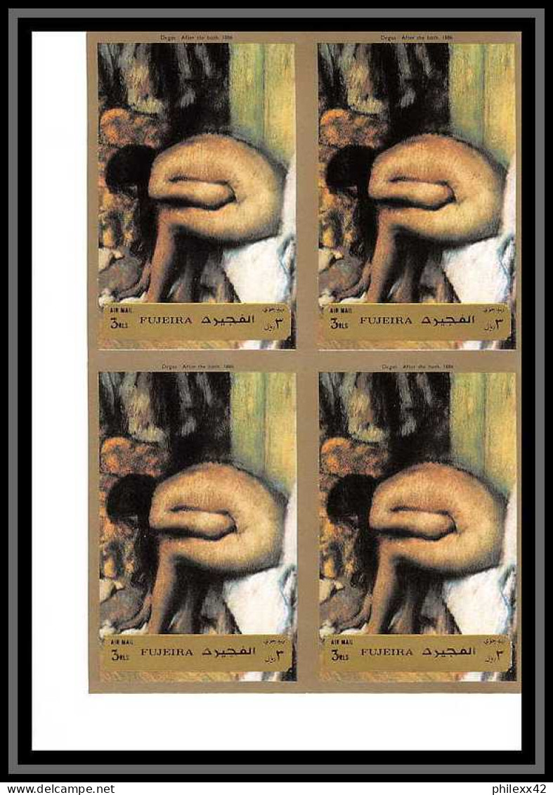 506e Fujeira MNH ** N° 1265 / 1270 B Tableau (tableaux Painting) Nus Nude Degas France Non Dentelé (Imperf) Bloc 4 - Desnudos