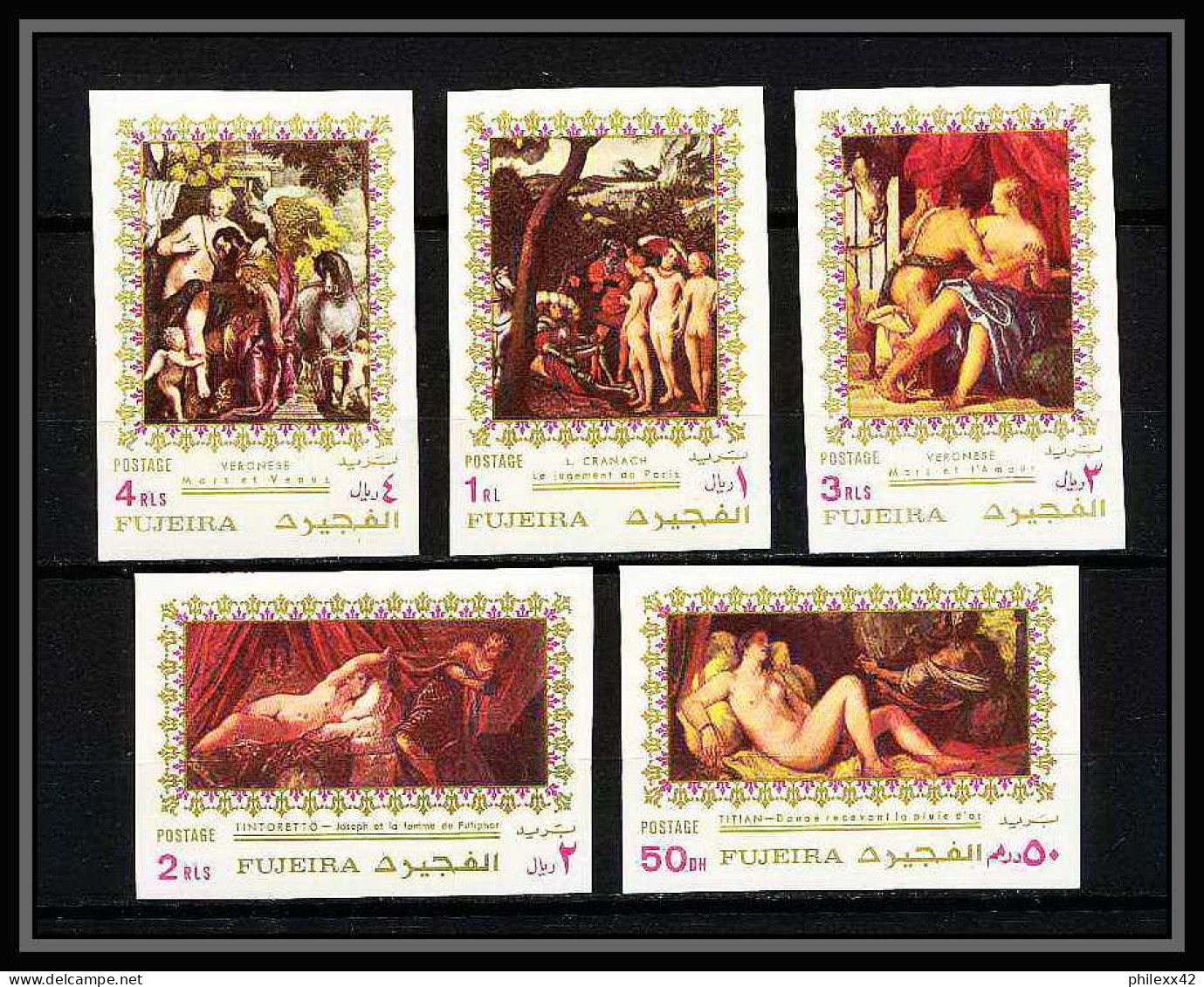 508 Fujeira MNH ** N° 864 / 868 B Non Dentelé (Imperf) Nus Nude Paintings Tableau Tableaux Rubens Veronese  - Desnudos