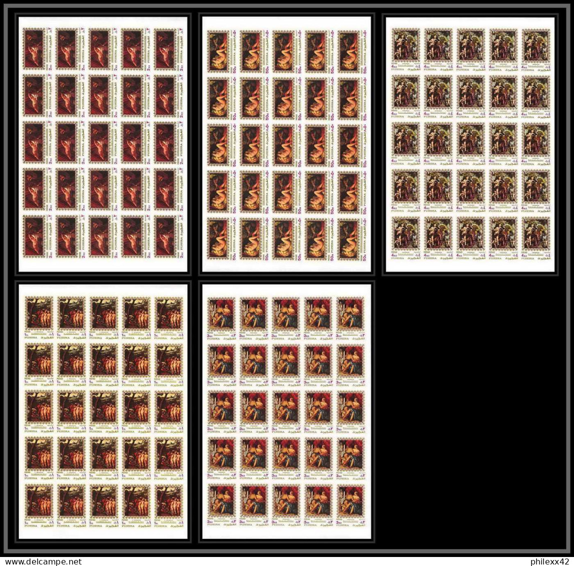 508f Fujeira MNH ** N° 864 / 868 B Non Dentelé (Imperf) Nus Nude Paintings Tableau Tableaux Rubens Feuilles Sheets - Desnudos