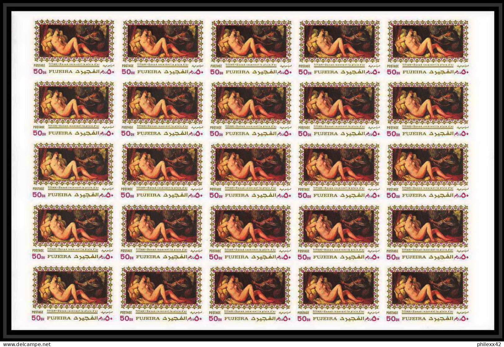 508f Fujeira MNH ** N° 864 / 868 B Non Dentelé (Imperf) Nus Nude Paintings Tableau Tableaux Rubens Feuilles Sheets - Desnudos