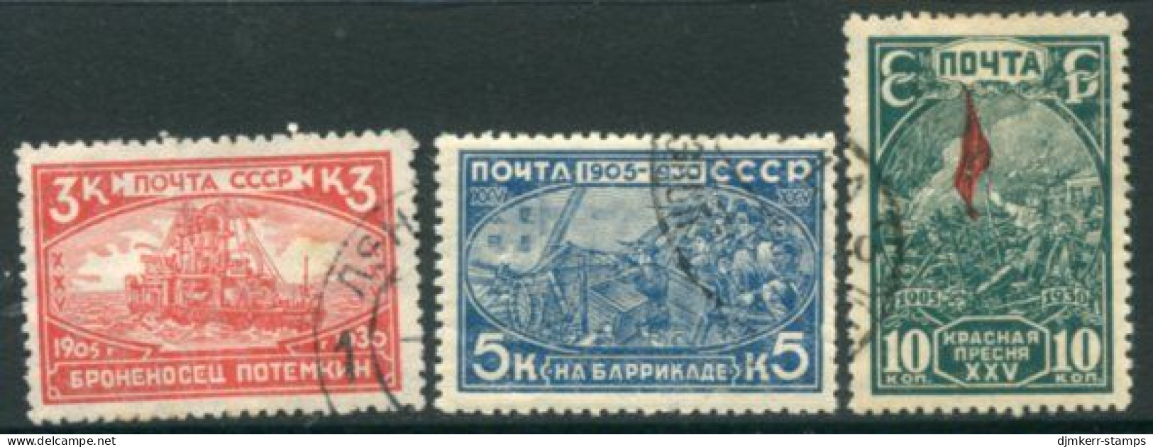 SOVIET UNION 1930 Revolution Of 1905 Used.  Michel 394-96A - Gebruikt