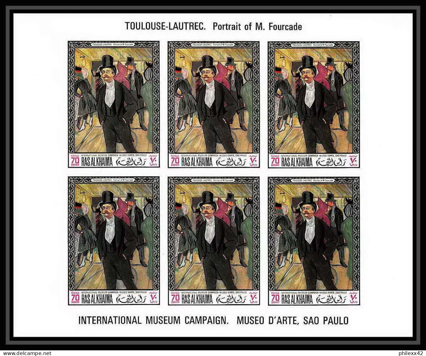 533i Ras Al Khaima MNH ** N° 237 A / B Toulouse-Lautrec (painting) Feuilles (sheets) Non Dentelé (Imperf) - Impresionismo