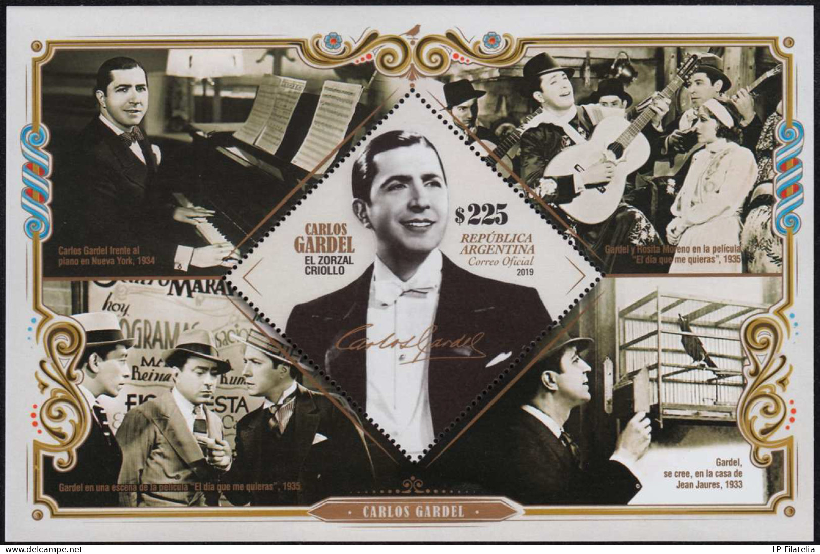 Argentina - 2019 - Souvenir Sheet - Tribute To Carlos Gardel - Tango - Unused Stamps