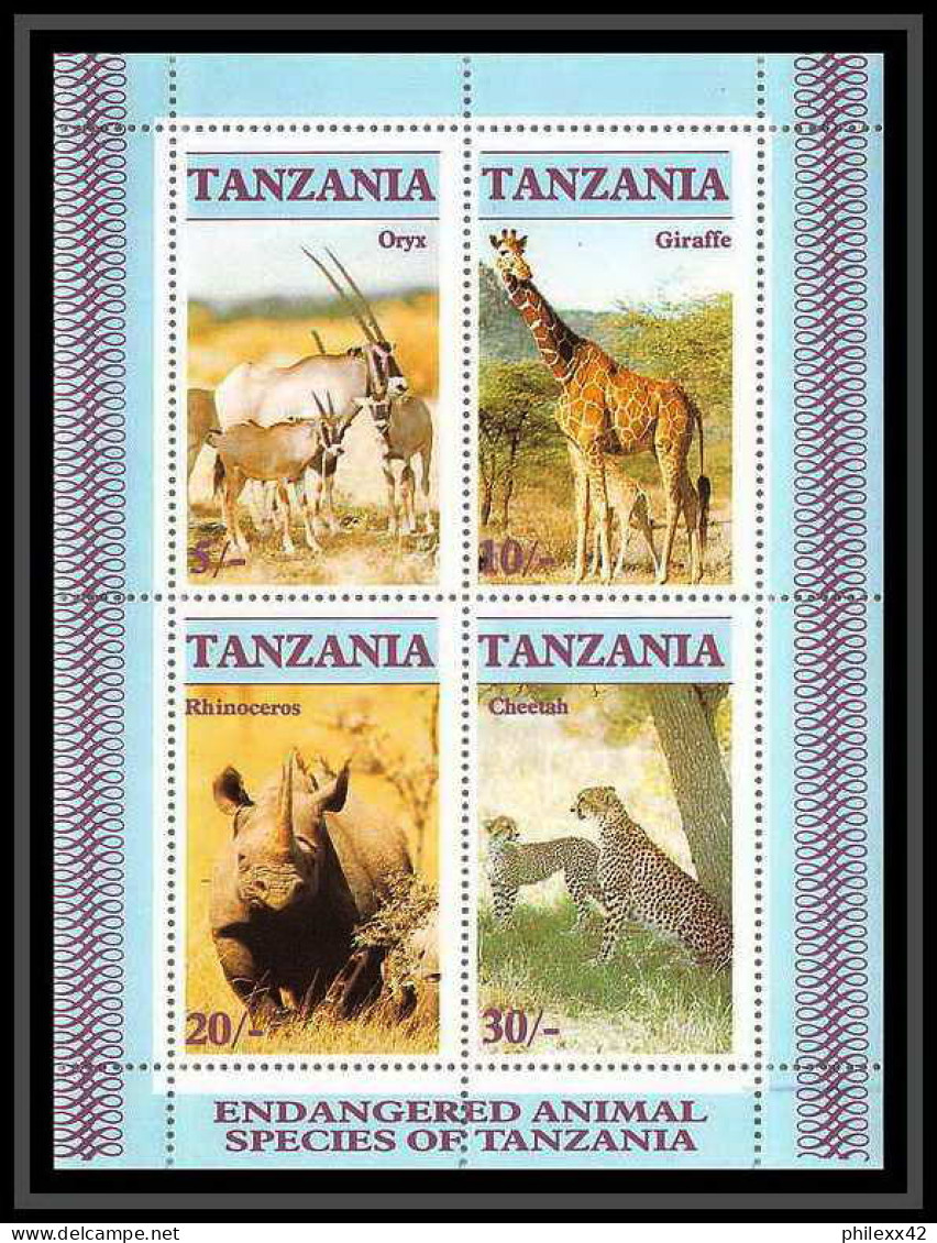 552a Tanzania (tanzanie) MNH ** BLOC N° 58 Endangered Wildlife ANIMAUX ANIMALS Cheetah Giraffe Oryx Rhinoceros - Giraffes