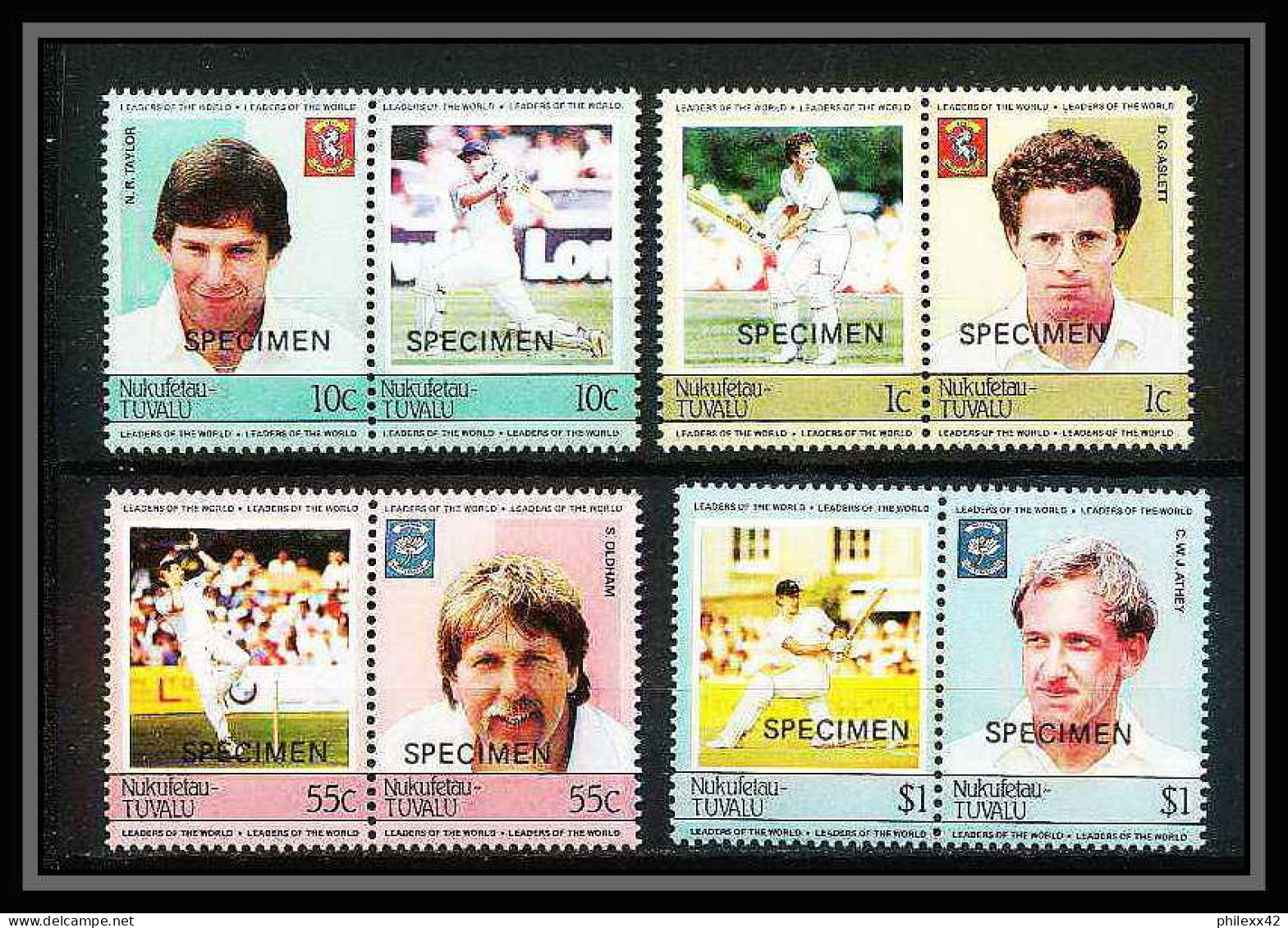 589 Nukufetau Tuvalu MNH ** 1985 Mi 23-30 Sc Mi 23-30 Sc 20 / 23 Cricket Set Overprint Specimen Proof - Cricket