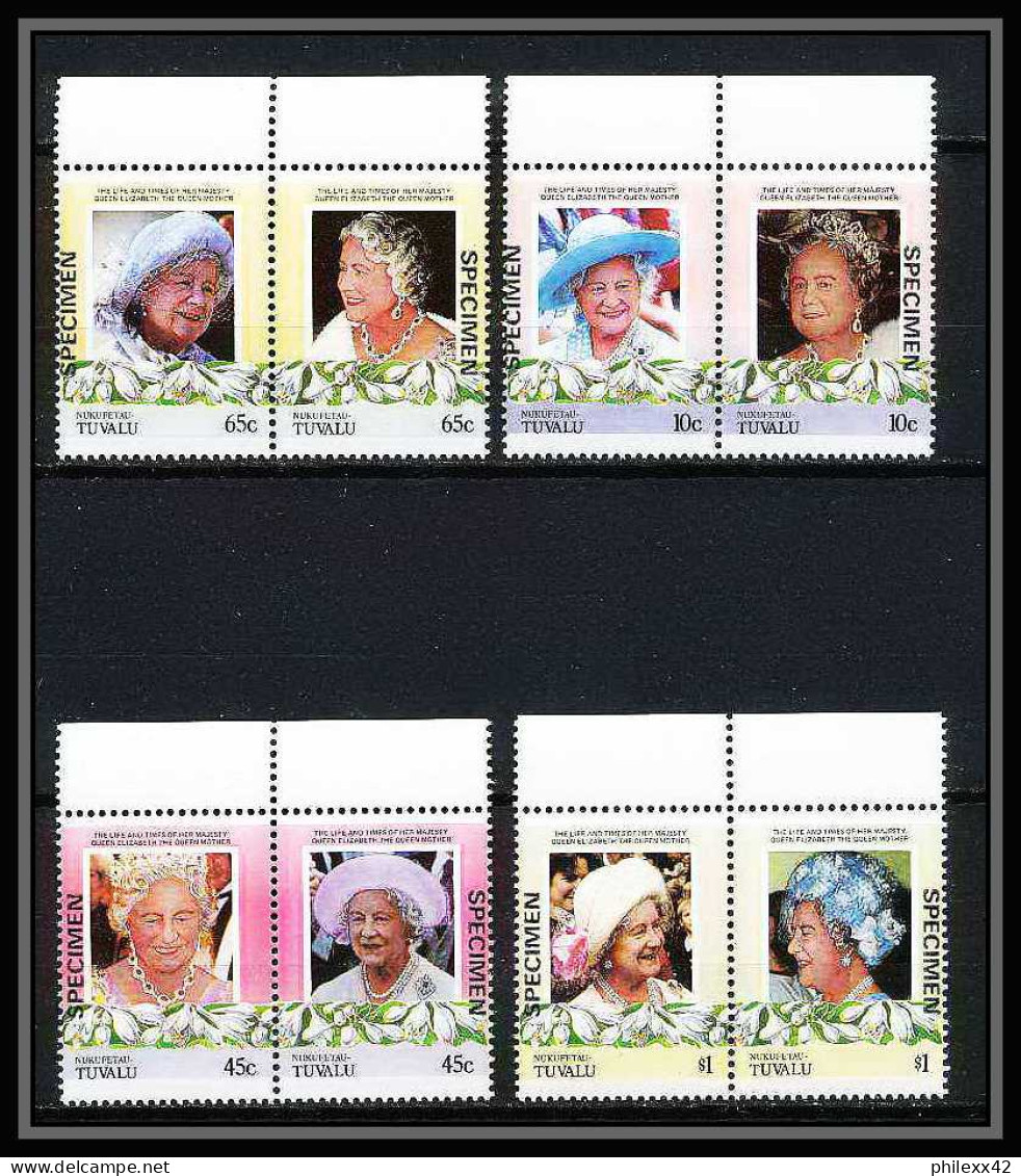 590a Nukufetau Tuvalu MNH ** 1985 N° 44 / 47 Elizabeth Queen Mother Overprint Specimen Proof - Tuvalu