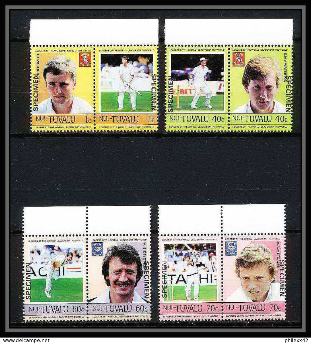 593a Nui Tuvalu MNH ** 1985 MI N° 37- 44 Sc N° 41- 44 Cricket Overprint Specimen Proof - Cricket