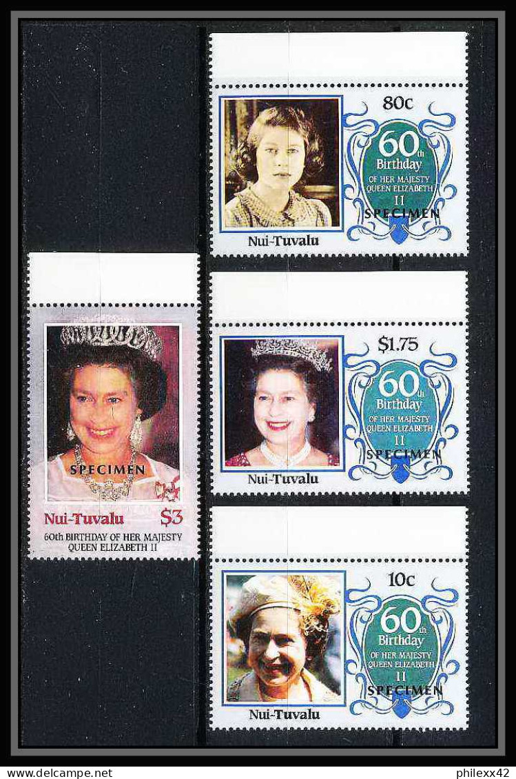 595a Nui Tuvalu MNH ** 1986 Mi N° 71 / 74 Sc 56 / 59 Elizabeth Queen Mother Overprint Specimen Proof - Tuvalu