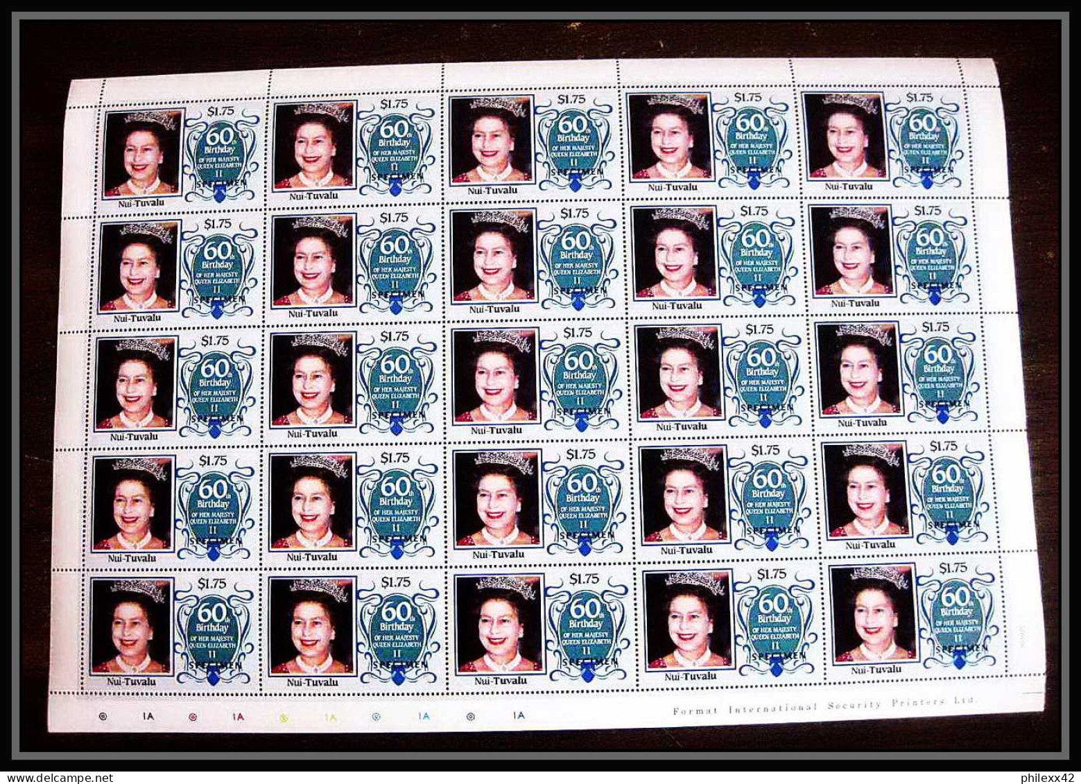 595c Nui Tuvalu MNH ** 1986 Mi N° 71 / 74 Sc 56 / 59 Elizabeth Queen Mother Overprint Specimen Proof Feuilles (sheets) - Tuvalu