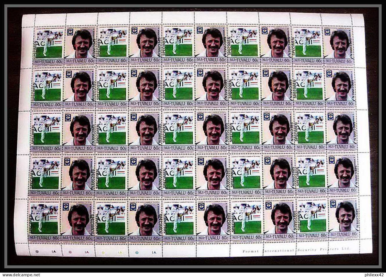 593c Nui Tuvalu MNH ** 1985 MI N° 37- 44 Sc N° 41- 44 Cricket Overprint Specimen Proof Feuilles (sheets) - Cricket